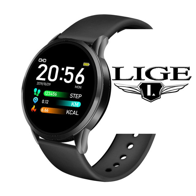LIGE 2020 New Smart Watch Men Heart Rate Blood Pressure Information Reminder Sport Waterproof Smart Watch for Android IOS Phone