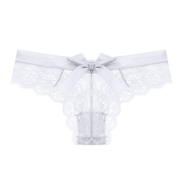 Amazing Women Lingerie G String Lace Underwear Female Bow Sexy T-Back Thong Lady Transparent Low Waist Panties
