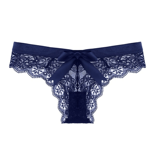 Amazing Women Lingerie G String Lace Underwear Female Bow Sexy T-Back Thong Lady Transparent Low Waist Panties