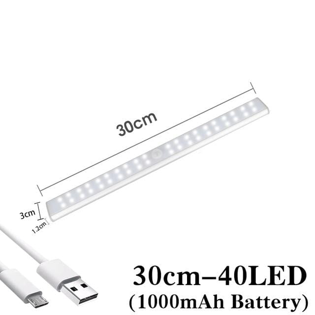 Plutus-Quinn LED Night Light Motion Sensor Wireless USB Rechargeable 20 30 40 50cm Night lamp For Kitchen Cabinet Wardrobe Lamp