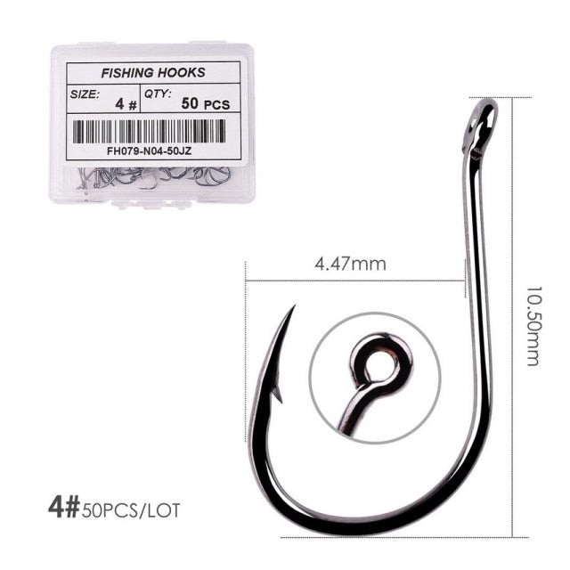 50pcs / 20pcs / Box Circle Carp Eyed Fishing Hook Size 2-22