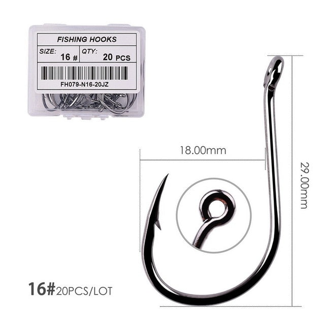 50pcs / 20pcs / Box Circle Carp Eyed Fishing Hook Size 2-22