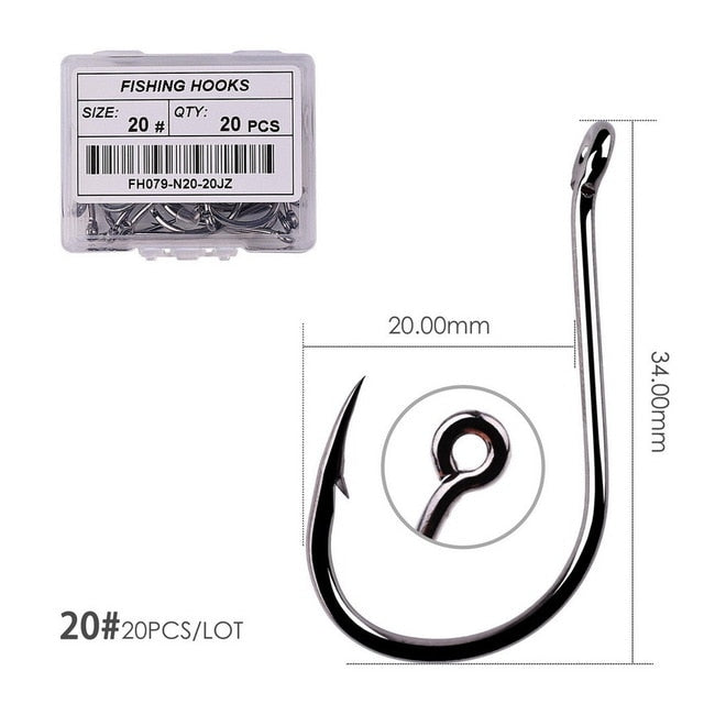 50pcs / 20pcs / Box Circle Carp Eyed Fishing Hook Size 2-22