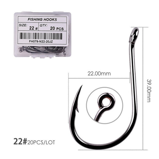 50pcs / 20pcs / Box Circle Carp Eyed Fishing Hook Size 2-22