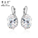 Hot Sell Oval Shape Crystal Earring 6 Colors Cubic Zirconia Stone Hoop Earrings For Women and Girls Fashion Party Jewelry