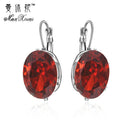 Hot Sell Oval Shape Crystal Earring 6 Colors Cubic Zirconia Stone Hoop Earrings For Women and Girls Fashion Party Jewelry