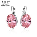 Hot Sell Oval Shape Crystal Earring 6 Colors Cubic Zirconia Stone Hoop Earrings For Women and Girls Fashion Party Jewelry