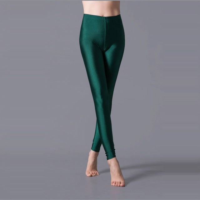 VIIANLES Neon Leggings Women Multiple Color Black Legging Skinny High Elastic Pants Casual Fluorescent Shiny Pant Leggings