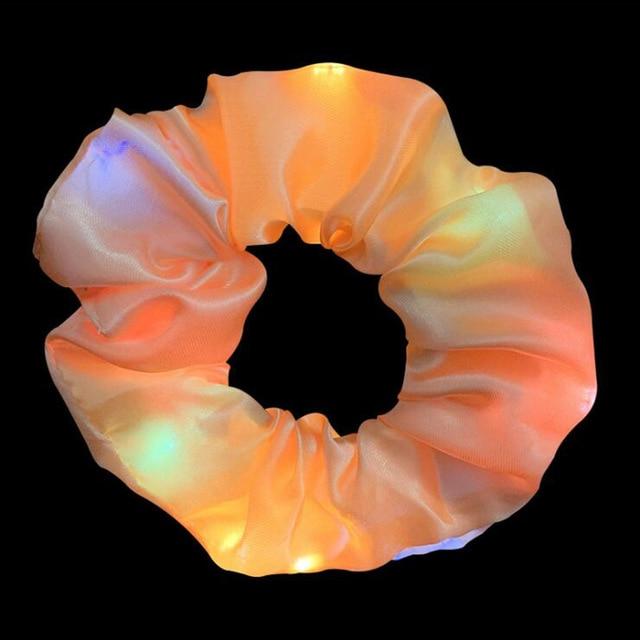 2020 New Arrival Girls LED Luminous Scrunchies Hairband Ponytail Holder Headwear Elastic Hair Bands Solid Color Hair Accessories