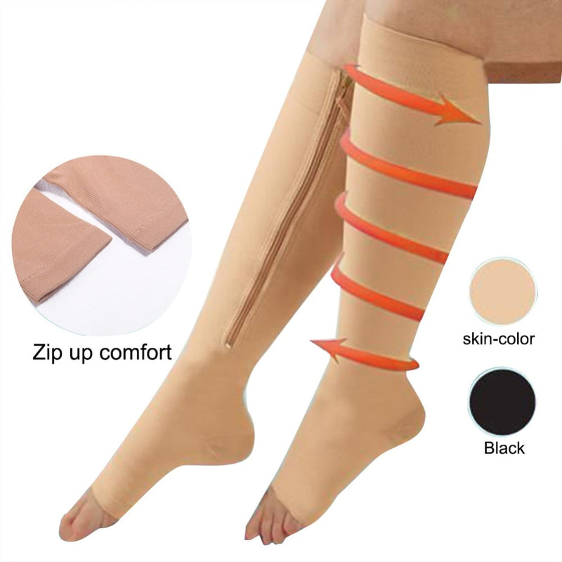 New fashion sport Men Burn Fat Zipper Compression Socks woman  Slim Sleeping Beauty Leg Prevent Varicose Veins Socks