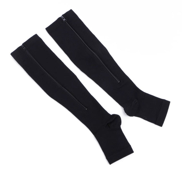 New fashion sport Men Burn Fat Zipper Compression Socks woman  Slim Sleeping Beauty Leg Prevent Varicose Veins Socks