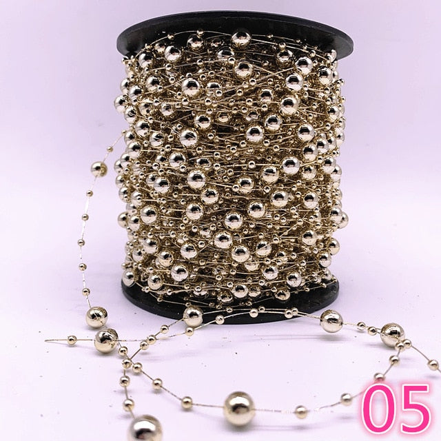 5 Yards 3-8mm Fishing Line Artificial Pearls Flower Beads Chain Garland Flowers Wedding Party Decoration Diy Accessories