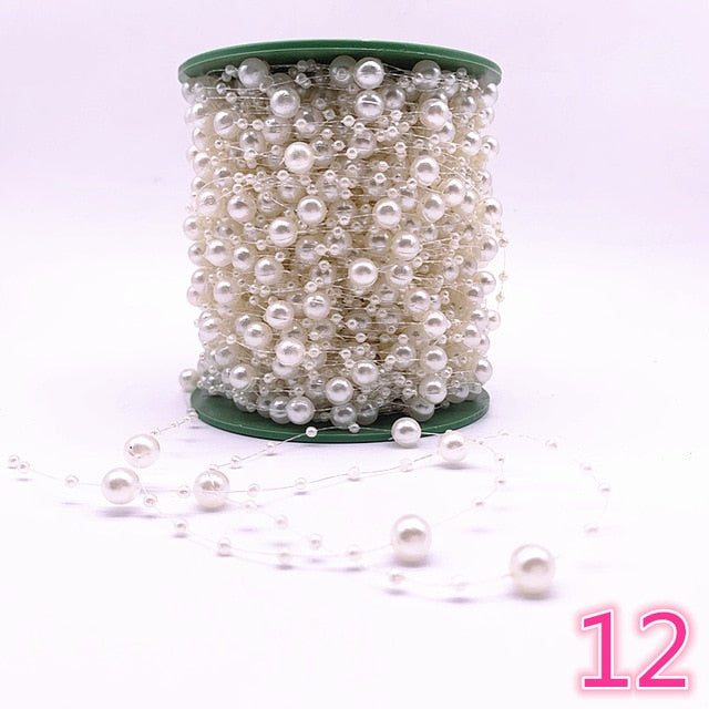 5 Yards 3-8mm Fishing Line Artificial Pearls Flower Beads Chain Garland Flowers Wedding Party Decoration Diy Accessories