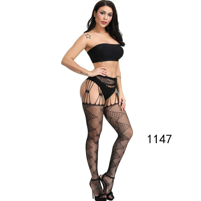 Plus Size Pantyhose Sexy for Women Fishnet Stockings with Garter