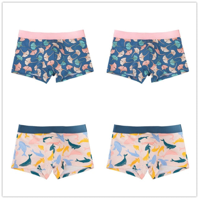 4pcs/lot Mens Underwear Boxers Cotton Fashion Printed Men Underpants Boxer Shorts Male Panties Pouch Vetement Homme