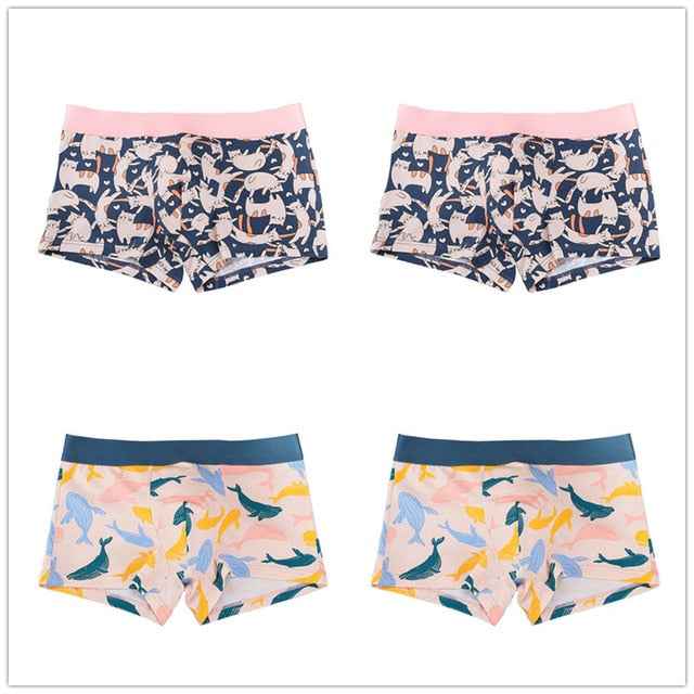 4pcs/lot Mens Underwear Boxers Cotton Fashion Printed Men Underpants Boxer Shorts Male Panties Pouch Vetement Homme