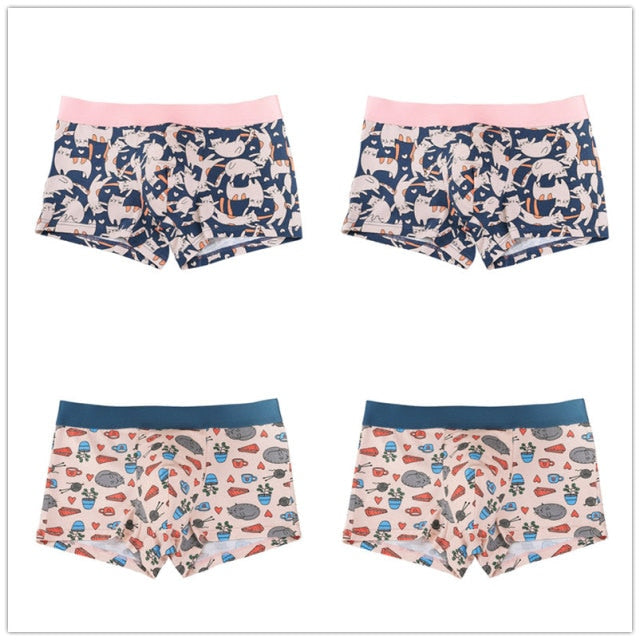 4pcs/lot Mens Underwear Boxers Cotton Fashion Printed Men Underpants Boxer Shorts Male Panties Pouch Vetement Homme