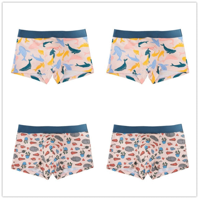 4pcs/lot Mens Underwear Boxers Cotton Fashion Printed Men Underpants Boxer Shorts Male Panties Pouch Vetement Homme