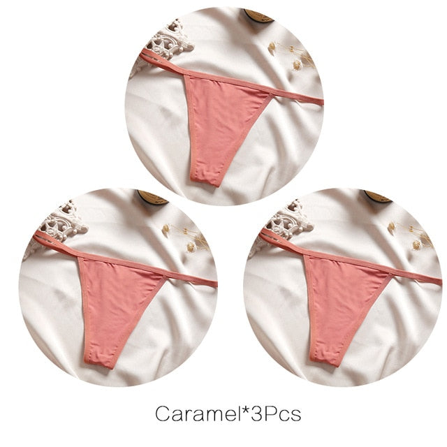 FINETOO M-XL Cotton Bikini Panties T-back Thong Sexy Low Waist Women Underwear Cotton G-String Underpants Femlae Lingerie 3Pcs