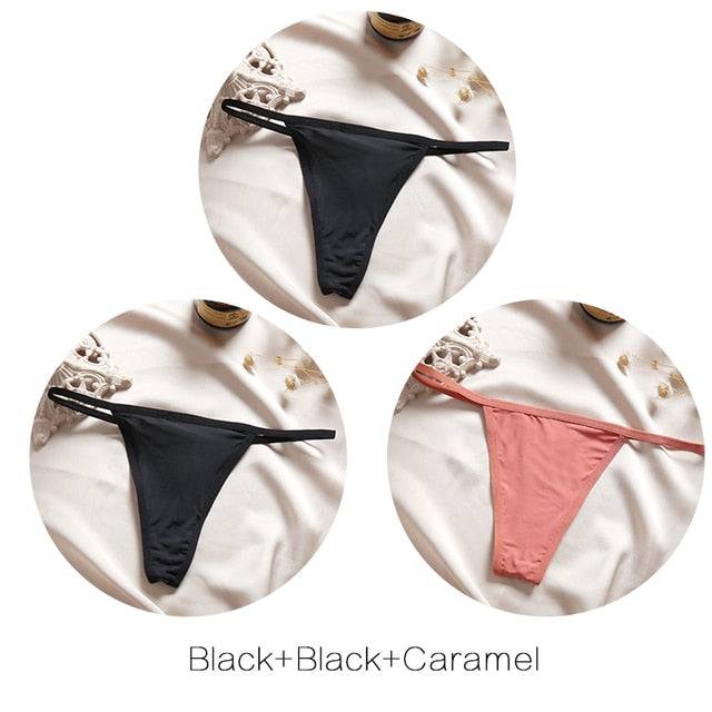 FINETOO M-XL Cotton Bikini Panties T-back Thong Sexy Low Waist Women Underwear Cotton G-String Underpants Femlae Lingerie 3Pcs