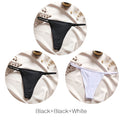 FINETOO M-XL Cotton Bikini Panties T-back Thong Sexy Low Waist Women Underwear Cotton G-String Underpants Femlae Lingerie 3Pcs