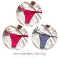 FINETOO M-XL Cotton Bikini Panties T-back Thong Sexy Low Waist Women Underwear Cotton G-String Underpants Femlae Lingerie 3Pcs