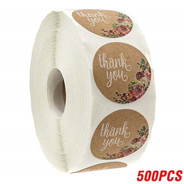 100-500pcs Round Natural Kraft Handmade Stickers Scrapbooking For Package Adhesive Thank You Sticker Seal Labels Stationery