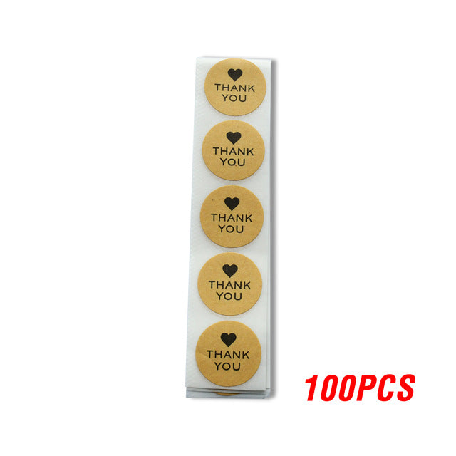 100-500pcs Round Natural Kraft Handmade Stickers Scrapbooking For Package Adhesive Thank You Sticker Seal Labels Stationery