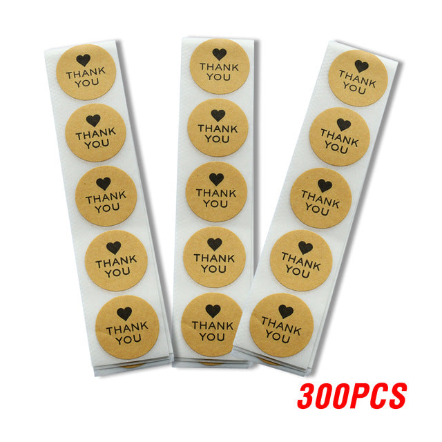 100-500pcs Round Natural Kraft Handmade Stickers Scrapbooking For Package Adhesive Thank You Sticker Seal Labels Stationery