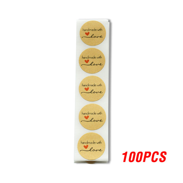 100-500pcs Round Natural Kraft Handmade Stickers Scrapbooking For Package Adhesive Thank You Sticker Seal Labels Stationery