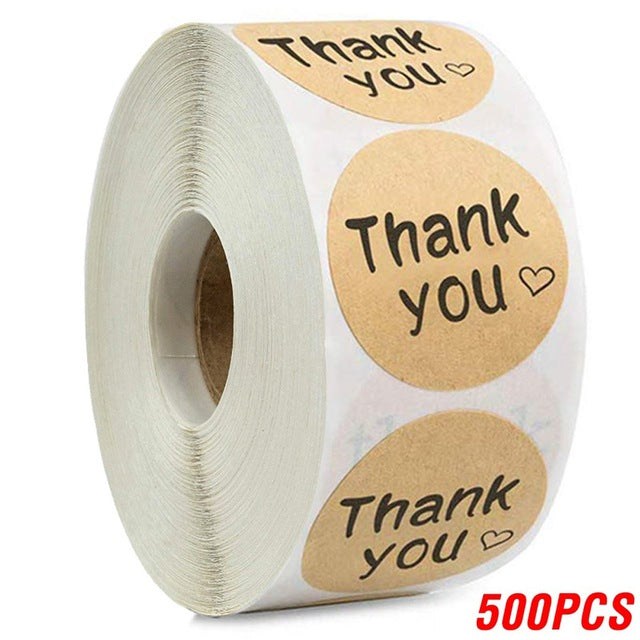 100-500pcs Round Natural Kraft Handmade Stickers Scrapbooking For Package Adhesive Thank You Sticker Seal Labels Stationery