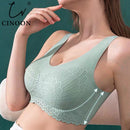 CINOON Plus Size Bras For Women Latex Seamless Bra With Gathers Pad Comfortable Bralette Push Up Brassiere Bra Vest Wireless BH