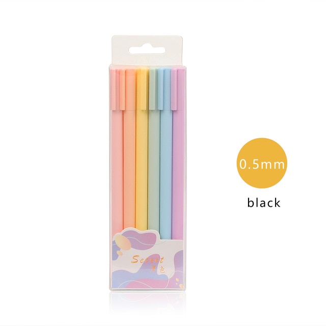 JIANWU 6pcs/set Creative cute morandi Simple small fresh gel pen kawaii Quick drying Cap neutral pen journal supplies