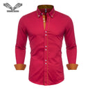 VISADA JAUNA Men Shirts Europe Size New Arrivals Slim Fit Male Shirt Solid Long Sleeve British Style Cotton Men's Shirt Office