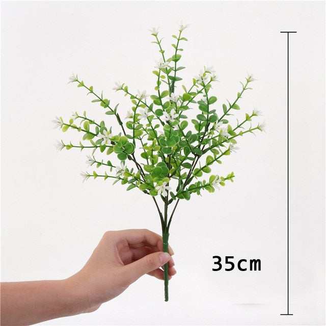 7 Fork Artificial Plants Eucalyptus Grass Plastic Ferns Green Leaves Fake Flower Plant Wedding Home Decoration Table Decors