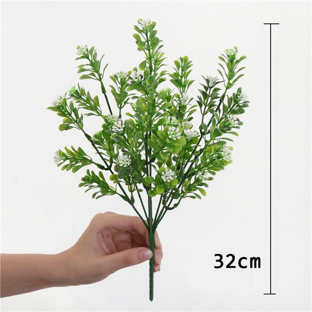 7 Fork Artificial Plants Eucalyptus Grass Plastic Ferns Green Leaves Fake Flower Plant Wedding Home Decoration Table Decors