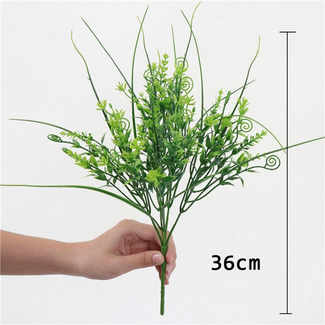 7 Fork Artificial Plants Eucalyptus Grass Plastic Ferns Green Leaves Fake Flower Plant Wedding Home Decoration Table Decors
