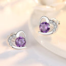 NEHZY 925 Sterling Silver Stud Earrings High Quality Woman Fashion Jewelry New Heart-shaped Amethyst Zircon Hot Sale Earrings