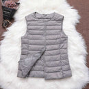 Fitaylor 90% Ultra Light White Duck Down Women Vest Thin Coat Women Duck Down Sleeveless Jacket V Collar Or O Collar Coat