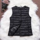 Fitaylor 90% Ultra Light White Duck Down Women Vest Thin Coat Women Duck Down Sleeveless Jacket V Collar Or O Collar Coat
