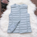 Fitaylor 90% Ultra Light White Duck Down Women Vest Thin Coat Women Duck Down Sleeveless Jacket V Collar Or O Collar Coat