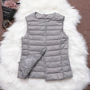 Fitaylor 90% Ultra Light White Duck Down Women Vest Thin Coat Women Duck Down Sleeveless Jacket V Collar Or O Collar Coat