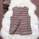 Fitaylor 90% Ultra Light White Duck Down Women Vest Thin Coat Women Duck Down Sleeveless Jacket V Collar Or O Collar Coat