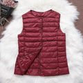 Fitaylor 90% Ultra Light White Duck Down Women Vest Thin Coat Women Duck Down Sleeveless Jacket V Collar Or O Collar Coat