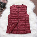 Fitaylor 90% Ultra Light White Duck Down Women Vest Thin Coat Women Duck Down Sleeveless Jacket V Collar Or O Collar Coat
