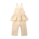 Kids Baby Girls Clothes set Sleeveless Backless Romper T shirt  Overalls Jumpsuit Wide Leg Pants Trousers Outfits