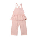 Kids Baby Girls Clothes set Sleeveless Backless Romper T shirt  Overalls Jumpsuit Wide Leg Pants Trousers Outfits