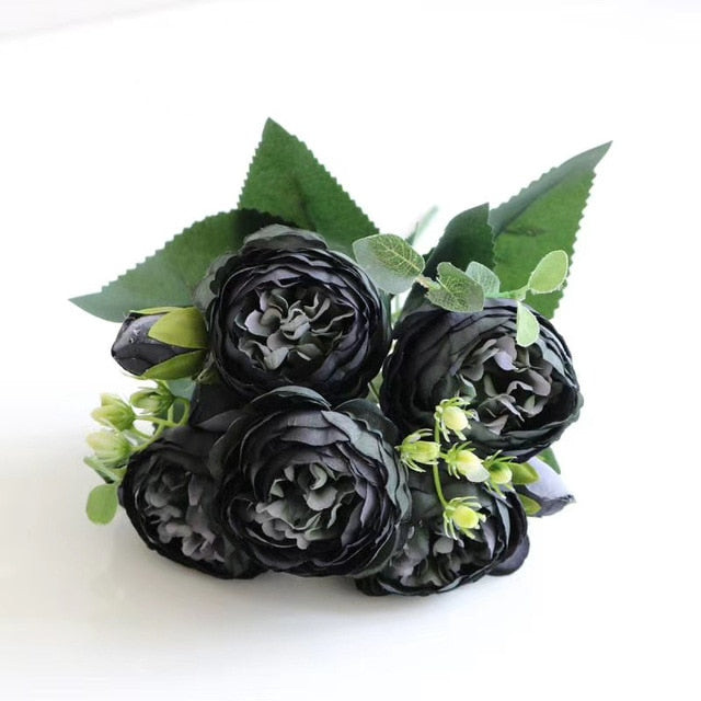 1 Bundle Silk Peony Bouquet Home Decoration Accessories Wedding Party Scrapbook Fake Plants Diy Pompons Artificial Roses Flowers