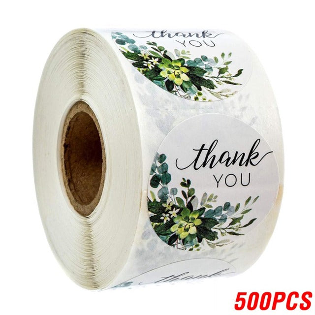 100-500pcs Labels Roll Flower Thank You Stickers Scrapbooking For Gift Decoration Stationery Sticker Seal Label Handmade Sticker