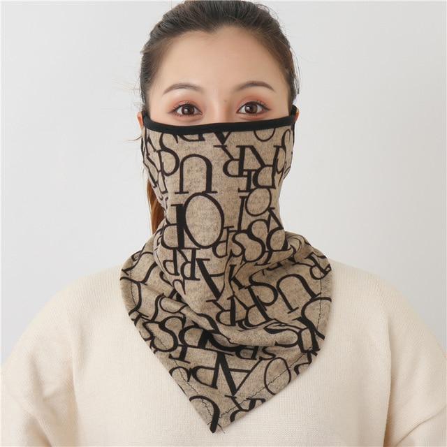 Women Print Face Scarf Winter Spring Mask Female Bandana Designer Warm Foulard Cotton Soft Neck Scarves Ring Wraps Cover 2020